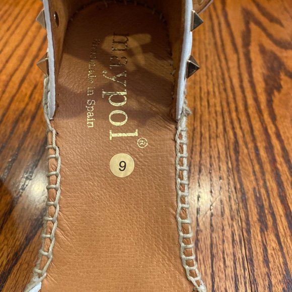 White Wedge Sandals with Studded Ankle Strap - Picture 6 of 8